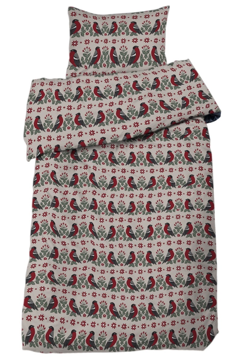 Pussilakanasetti Punatulkku 150x210cm - beige