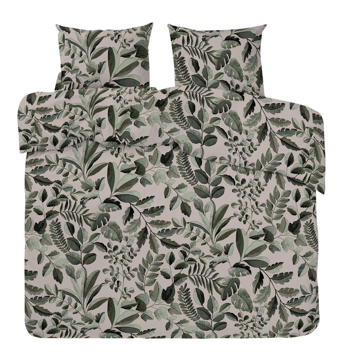 Parivuoteen pussilakanasetti Lehdet 220x210cm - vihreä