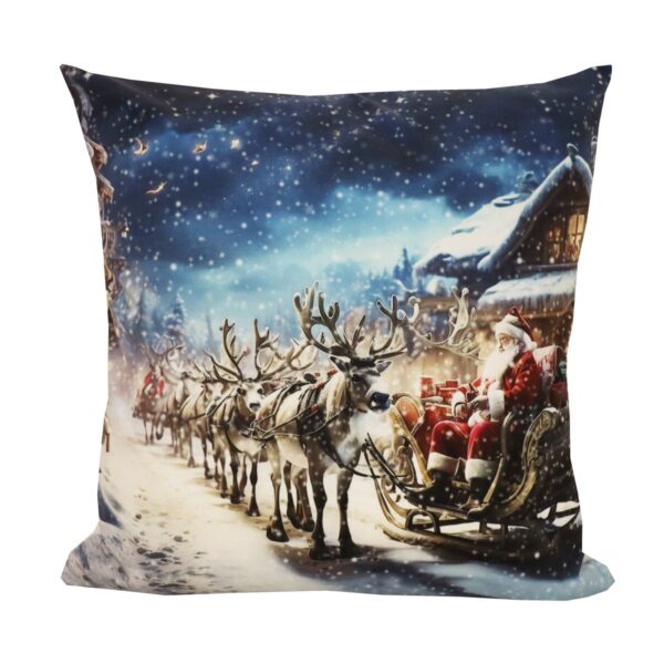 Samettityyny Joulupukin reki 45x45cm