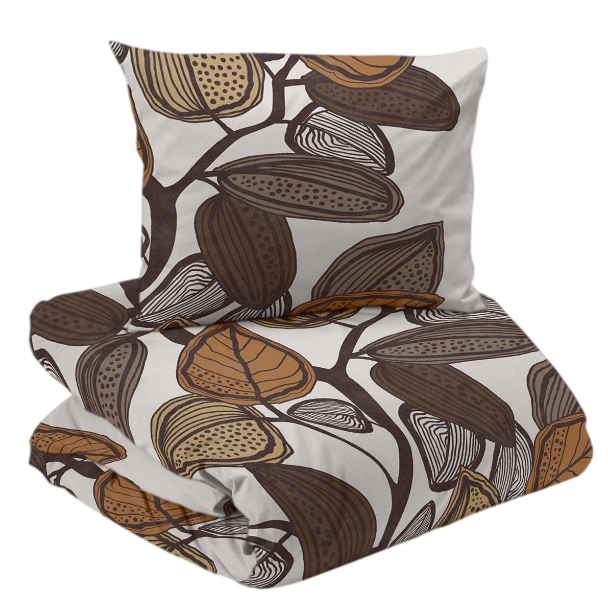 Pussilakanasetti Lehdet 150x210cm - okra