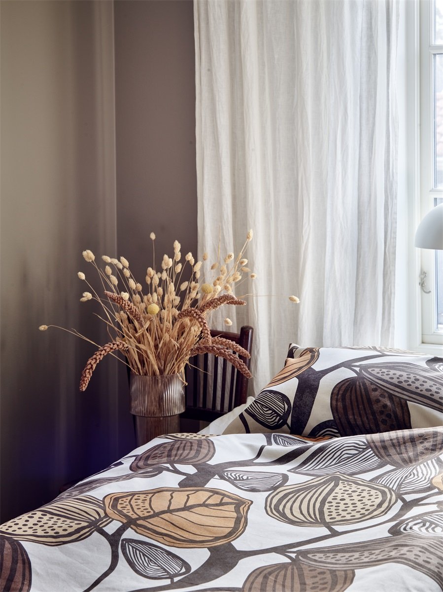 Pussilakanasetti Lehdet 150x210cm - okra