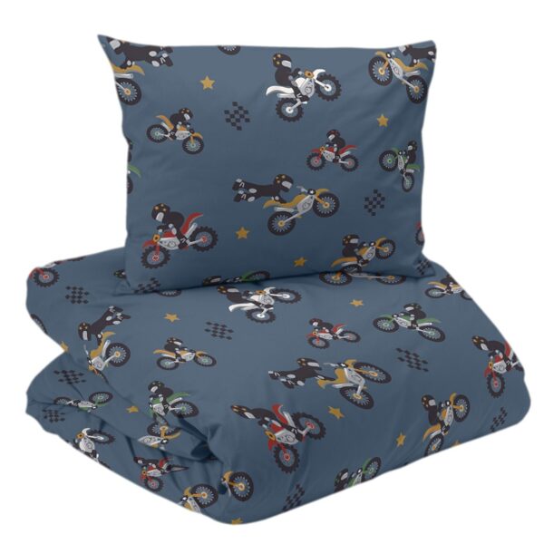 Pussilakanasetti Moottoripyörät 150x210cm - denim