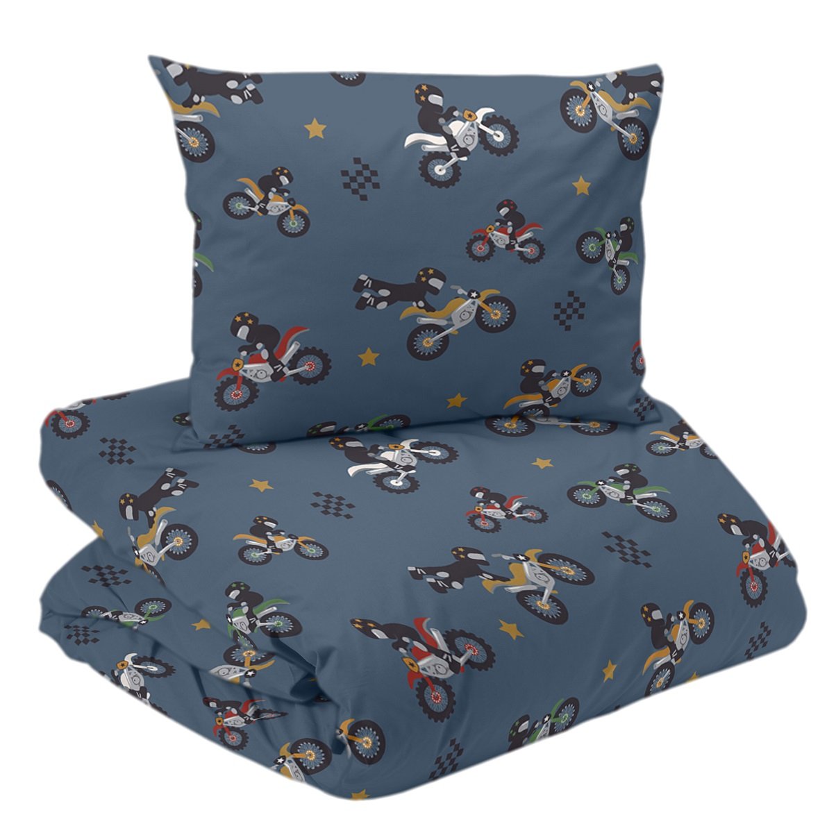 Pussilakanasetti Moottoripyörät 150x210cm - denim