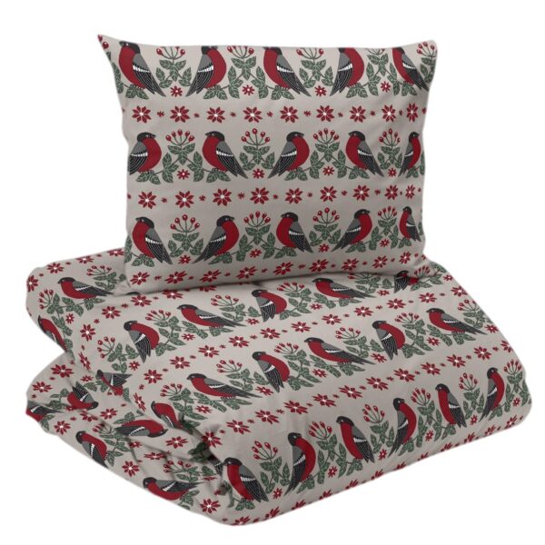 Pussilakanasetti Punatulkku 150x210cm - beige