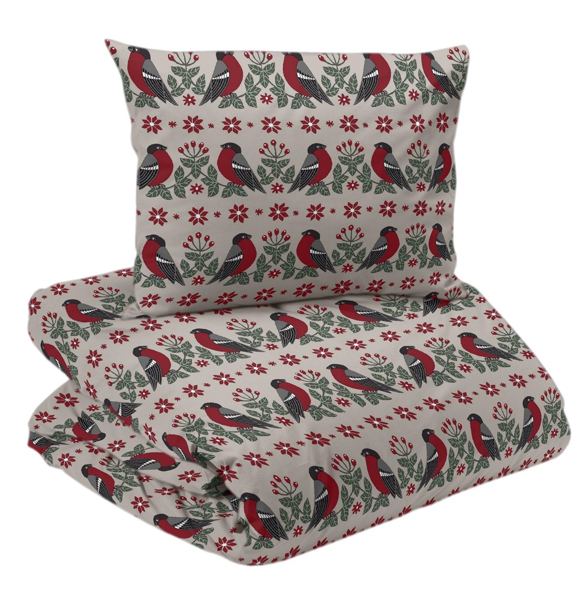 Pussilakanasetti Punatulkku 150x210cm - beige