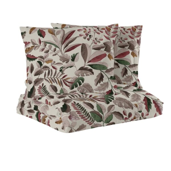 Parivuoteen pussilakanasetti Lehdet 220x210cm - punainen