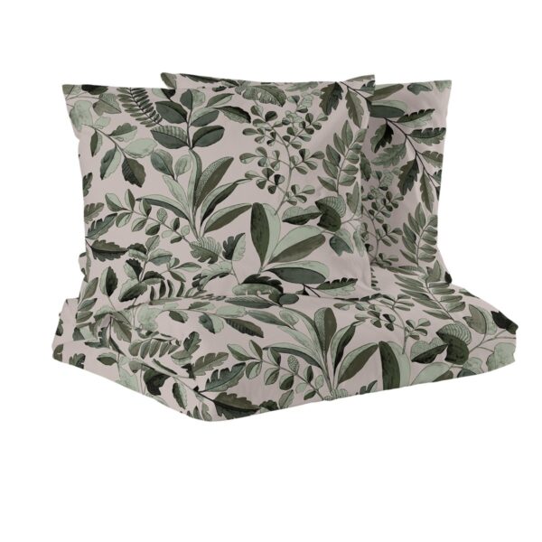 Parivuoteen pussilakanasetti Lehdet 220x210cm - vihreä