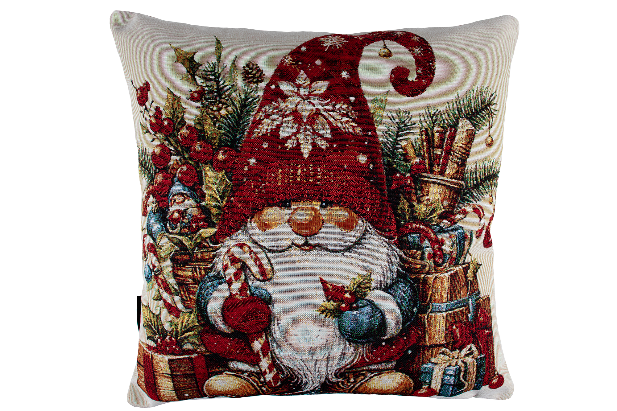 Koristetyyny Iloinen joulupukki 45x45cm