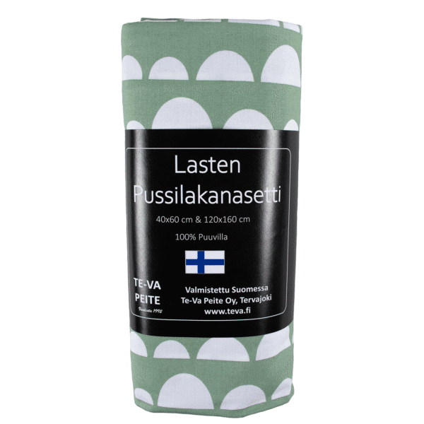 Lasten pussilakanasetti Kumpulat 120x160cm - murrettu vihreä
