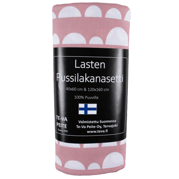Lasten pussilakanasetti Kumpulat 120x160cm - vaaleanpunainen