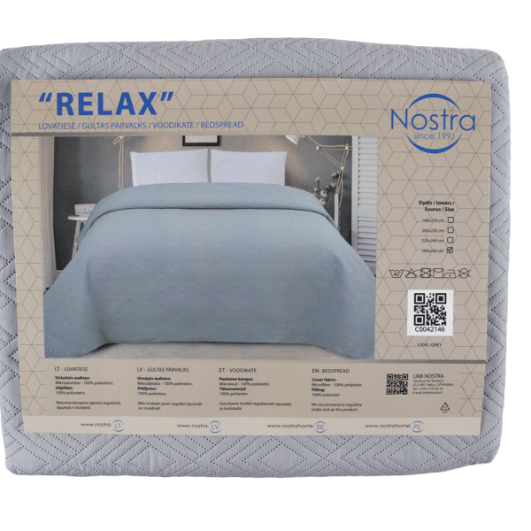 Päiväpeitto Relax 240x260cm - vaaleanharmaa