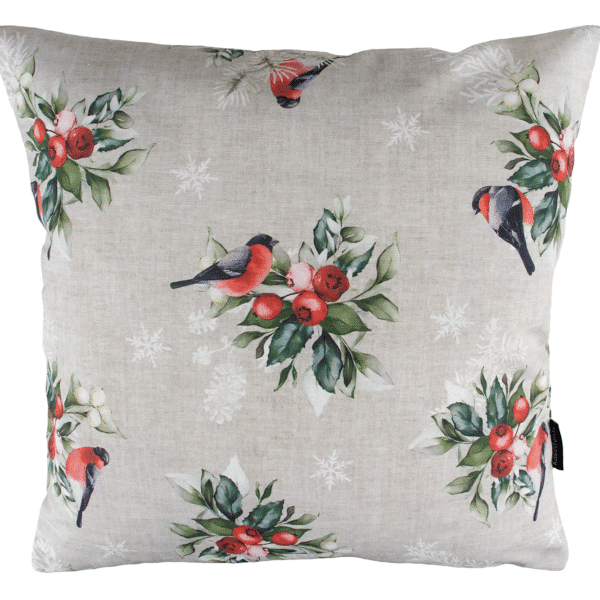 Koristetyyny Punatulkku ja lumimarja 45x45cm