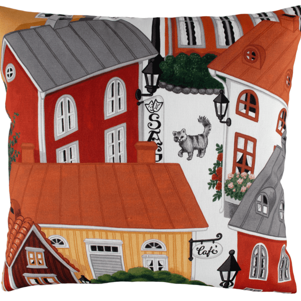 Koristetyyny Onnenkylä 45x45cm - oranssi