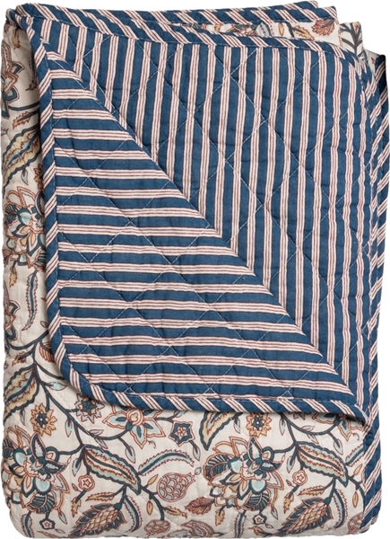 Tikattu torkkupeitto 140x180cm Iso kukka - kerma