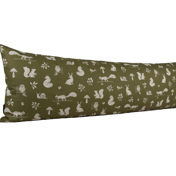 Vartalotyynynpäällinen Syksyn eläimet 45x145cm - vihreä